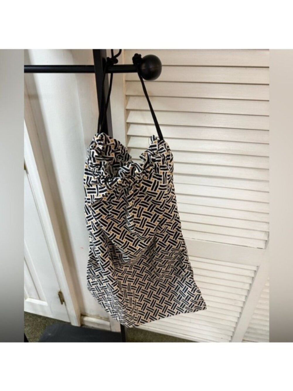 Vera Bradley Drawstring Laundry Bag Geometric Black White Travel Suitcase Sack